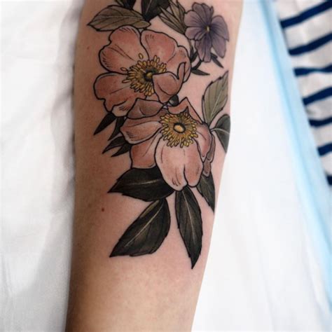 Wild roses tattoo by Sophia Baughan