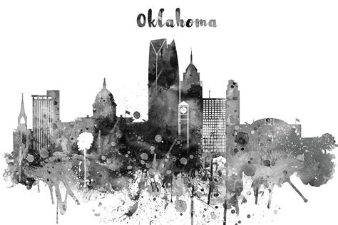 Black And White Oklahoma City Skyline Digital Art by Dim Dom - Fine Art America