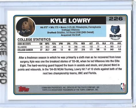 CARTE RECRUE BASKETBALL Kyle Lowry-Memphis Grizzlies-2006-07 Topps #226 ...