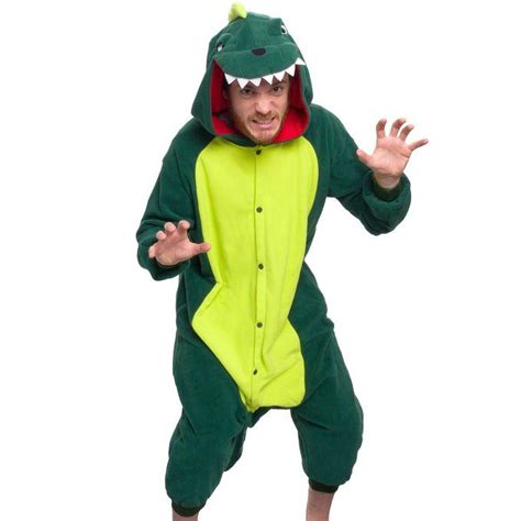 Dinosaur Adult Onesie - T-Rex Halloween Costume - Plush Dino One Piece ...