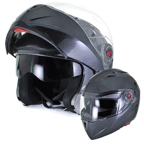 ILM Motorcycle Helmet DOT Approved Carbon Fiber With Dual Visor Safety ...