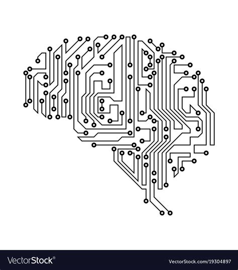 Stylized brain circuit board texture electricity Vector Image