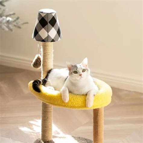 Cat Tree With Scratching Post & Bed | Furniture scratches, Cat climbing ...