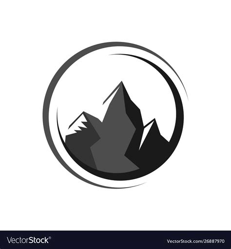 Circle curve with simple mountain logo design Vector Image