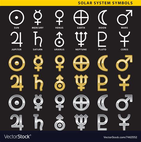 Solar system symbols Royalty Free Vector Image