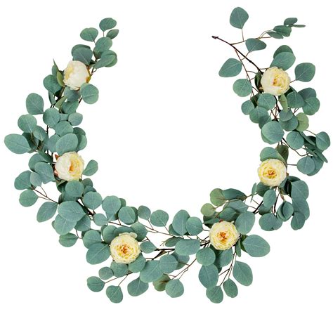 Artificial Eucalyptus Garland With Detachable Peony Flowers-full Realistic Leaves Vine Greenery ...