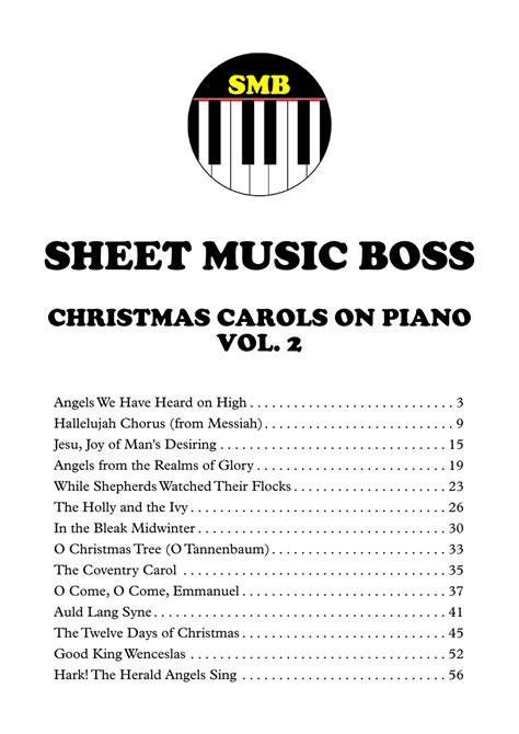 Christmas Carols on Piano Vol. 2 (Piano Sheet Music Album + Audio Album ...