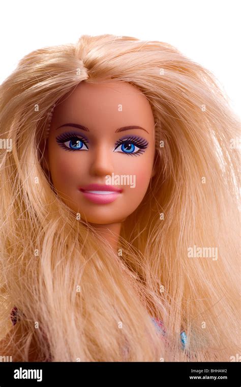 Close-up of a Barbie doll face with blonde hair & blue eyes Stock Photo - Alamy