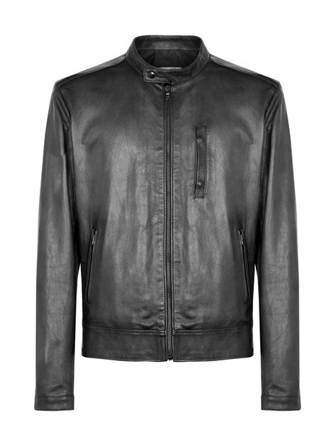 Vintage Buffered Leather Biker Jacket Black