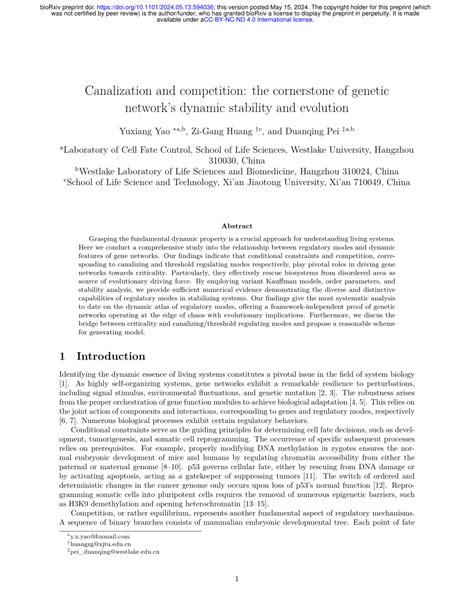 (PDF) Canalization and competition: the cornerstone of genetic network ...