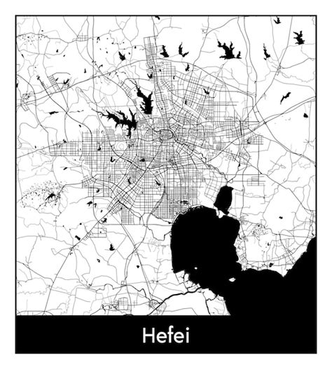 Premium Vector | Minimal city map of hefei (china, asia)