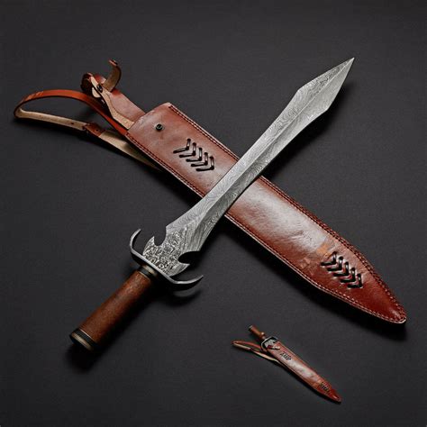 Custom Handmade Damascus Steel Viking Beautiful Sword with Rose Wood ...