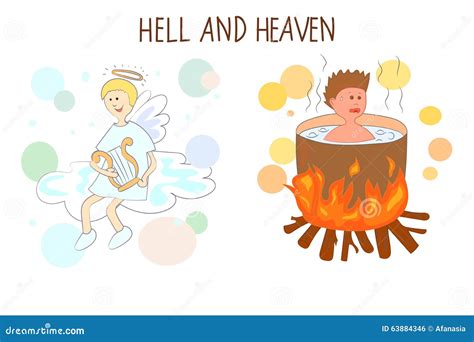 Heaven and Hell Cartoon Vector Illustration. Stock Vector ...