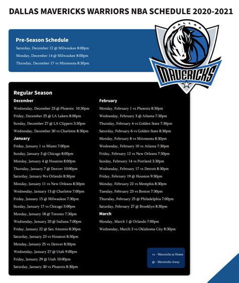 Printable Dallas Mavs schedule and TV schedule for 2020-21 season - Printerfriend.ly