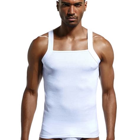 men's fashion vest cotton Tight tank top home sleep Casual Solid gay ...