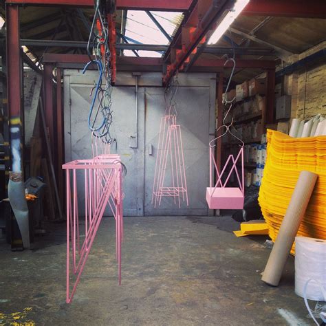 Powder coated steel in pink. Local manufacturing