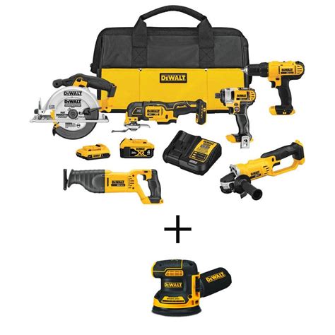 DEWALT 20V MAX Cordless 6 Tool Combo Kit, 20V MAX XR 5 in. Random ...