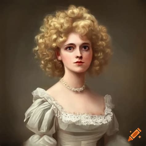 Portrait of a victorian woman with blonde curly hair