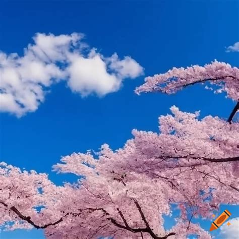 Cherry blossoms in aomori japan under a blue sky on Craiyon