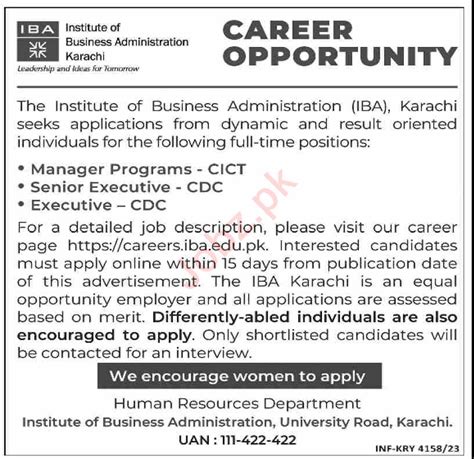 IBA Karachi Jobs 2023 - Institute of Business Administration Jobs