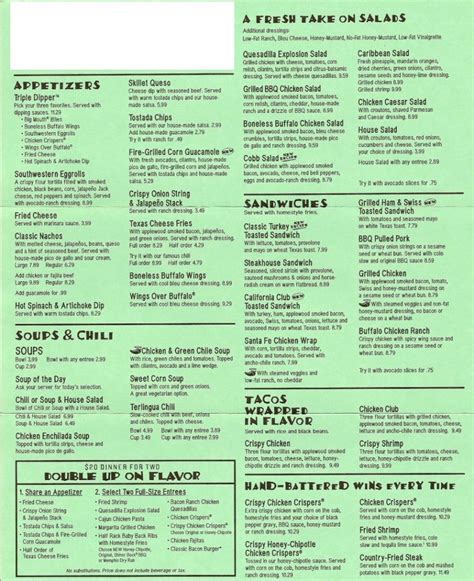 chilis menu example - 2024