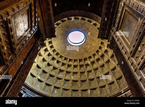 Doors opening into Oculus interior. The Pantheon. Ancient Roman Temple ...