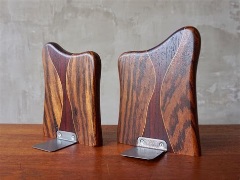 Handmade Exotic Wood Bookends.