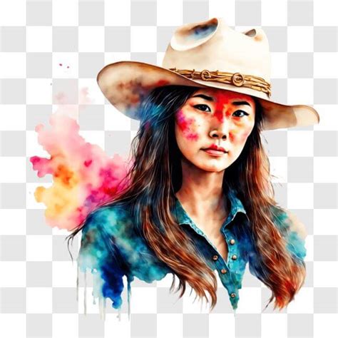 Download Woman with Painted Face and Cowboy Hat PNGs Online - Creative ...