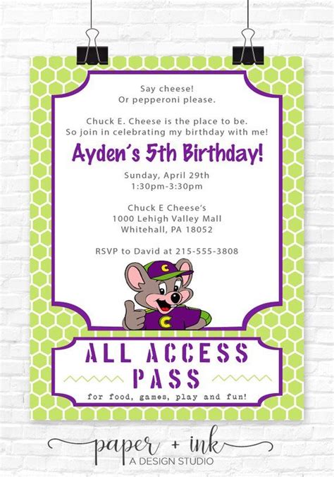 Chuck E Cheese Birthday Invitation | Graduation invitations template, Graduation invitation ...