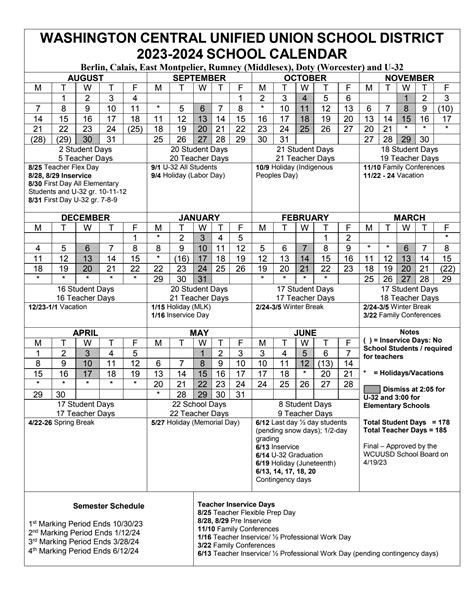 School Year Calendar - U-32 MSHS