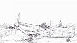 Spitfire Plane Coloring Pages sketch template