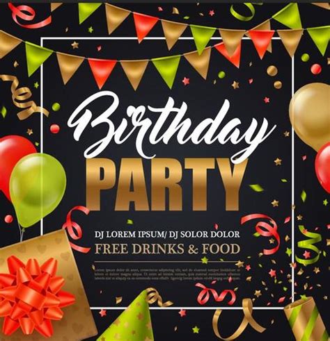 Birthday party poster template design vector free download