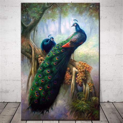 Aliexpress.com : Buy Peacock Feather Canvas Art Print Painting Modern Green Animal Wall Picture ...