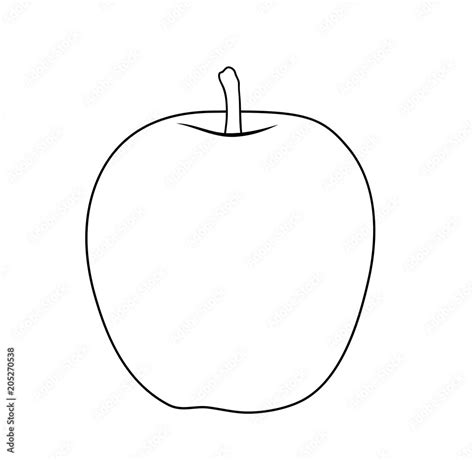 Vector illustration, isolated apple fruit in black and white colors, outline hand painted ...