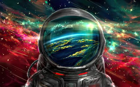 Astronaut in space red nubula, galaxy, NASA, astronaut on orbit, spacesuit, astronaut, HD ...