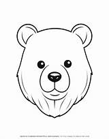 Bear Face Front View Coloring Page For Kids 🐻 sketch template