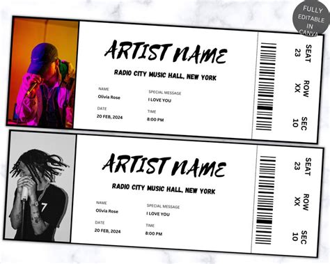 Editable Concert Ticket Template DIY Event Ticket Custom - Etsy