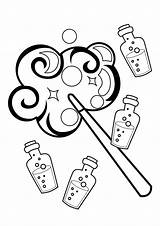 Premium Vector  Witch Magic Stick And potion coloring Pages A4 For sketch template