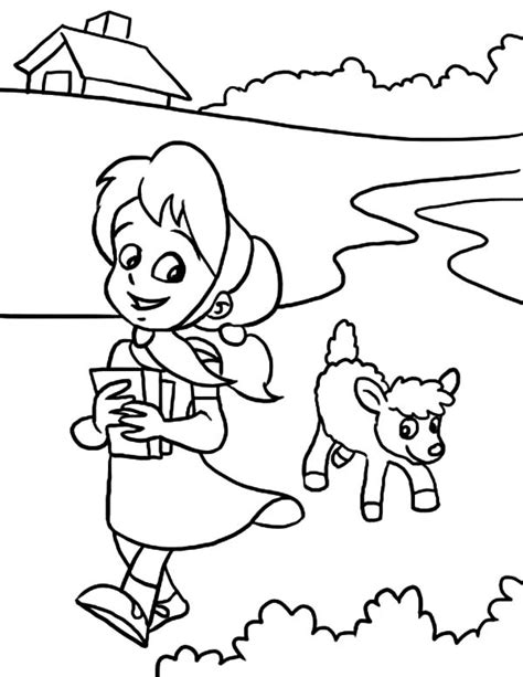 Drawing Mary Had a Little Lamb Coloring Pages | Color Luna