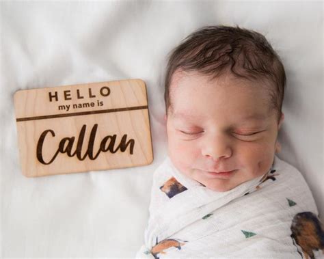 Hello My Name Is Single Sticker Hospital Name Announcement Newborn Photo Prop Baby Name ...