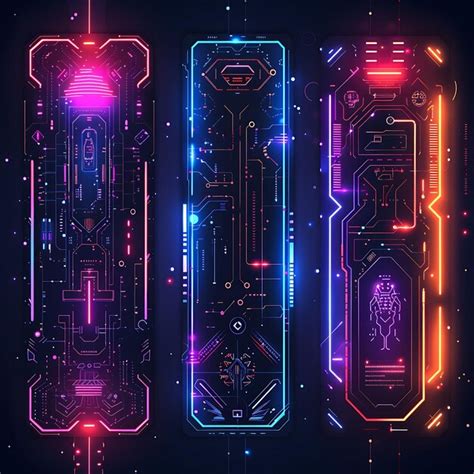 Premium Photo | Design of Retro Futurism Panel Signs on Stilts With Glowing Led Tubes Banner Ads ...