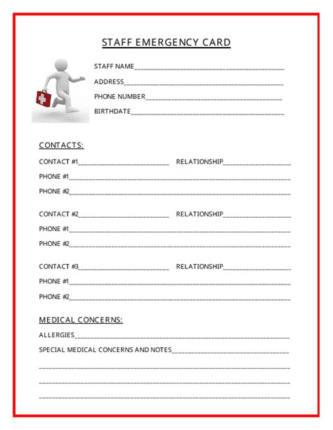 Pdf Printable Emergency Card Template - Printable Word Searches