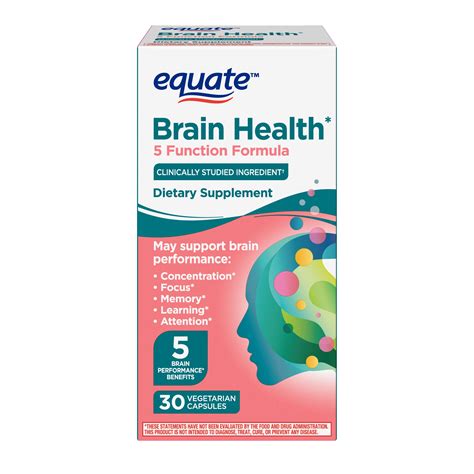 Equate Brain Health* 5 Function Formula Vegetarian Capsules, 30 Ct ...