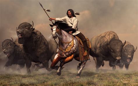 bison et indiens | Running with buffalo native american art HD Wallpaper | Native american ...