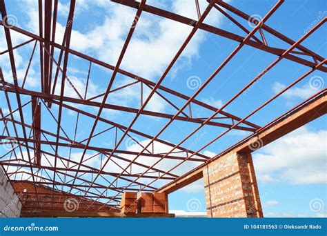 Roofing Construction. Metal Roof Frame House Construction Stock Image ...