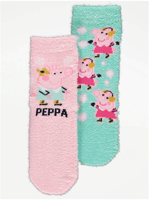 Peppa Pig Fluffy Cosy Socks 2 Pack | Kids | George at ASDA