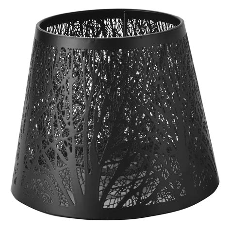Small Lamp Shade Clip on Bulb,Barrel Metal Lampshade with Pattern of Trees for Table Chandelier ...