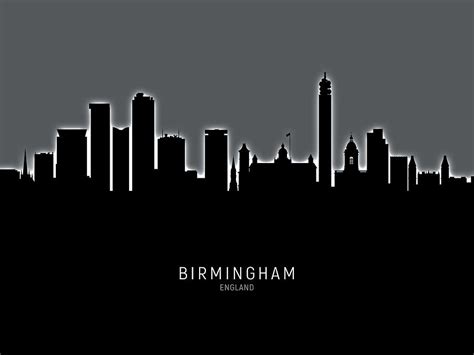 Birmingham England Skyline Digital Art by Michael Tompsett