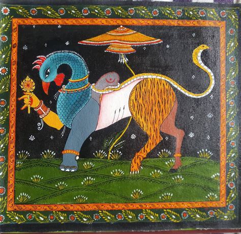 Traditional Painting Navagunjara a Creature Consists of Nine - Etsy