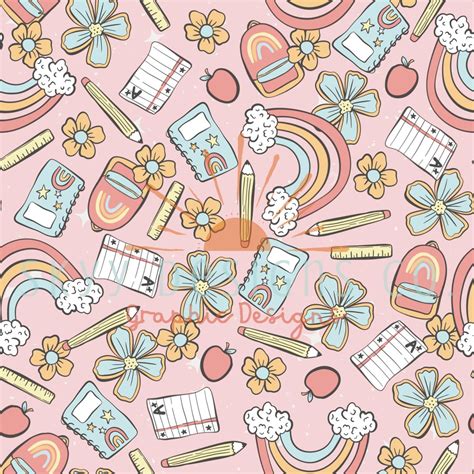 Pastel School Supply Digital Seamless Pattern for Fabrics and ...